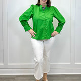 Ziana Button Down Shirt - Kelly Green Tops Sugarlips