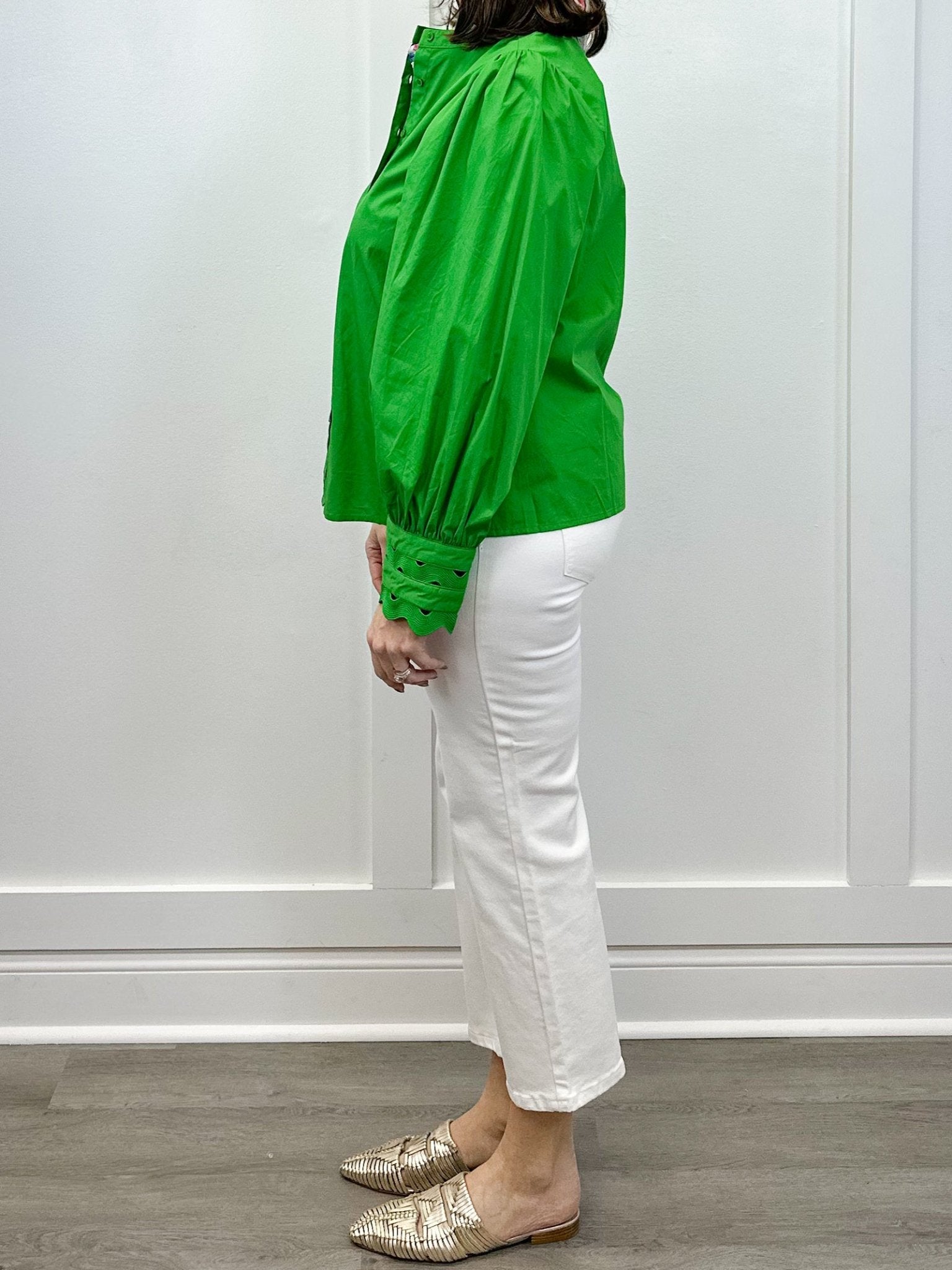 Ziana Button Down Shirt - Kelly Green Tops Sugarlips