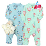 Zipper Footie - Pink Hot Air Balloon Baby Sleepwear Heyward House