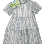 Zoe Dress - Blue & Green Trellis Floral Girls Play Dresses The Oaks Apparel Company