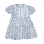 Zoe Dress - Blue & Green Trellis Floral Girls Play Dresses The Oaks Apparel Company