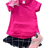 Zoe Scallop Skirt - Willington Windowpane/Power Pink Girls Skirts + Bloomers Set Athleisure