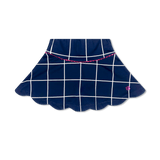 Zoe Scallop Skirt - Willington Windowpane/Power Pink Girls Skirts + Bloomers Set Athleisure