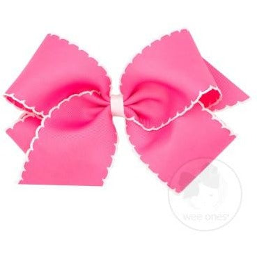 King Moonstitch Basic Bow Kids Hair Accessories Wee Ones Pink with White  
