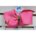 King Moonstitch Basic Bow Kids Hair Accessories Wee Ones Pink with Green  