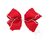 Medium Moonstitch Bow - Red with White Kids Hair Accessories Wee Ones   