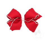 Medium Moonstitch Bow - Red with White Kids Hair Accessories Wee Ones   