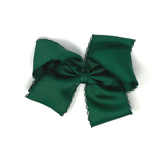 King Monotone Moonstitch Grosgrain Bow - Forest Green Kids Hair Accessories Wee Ones   