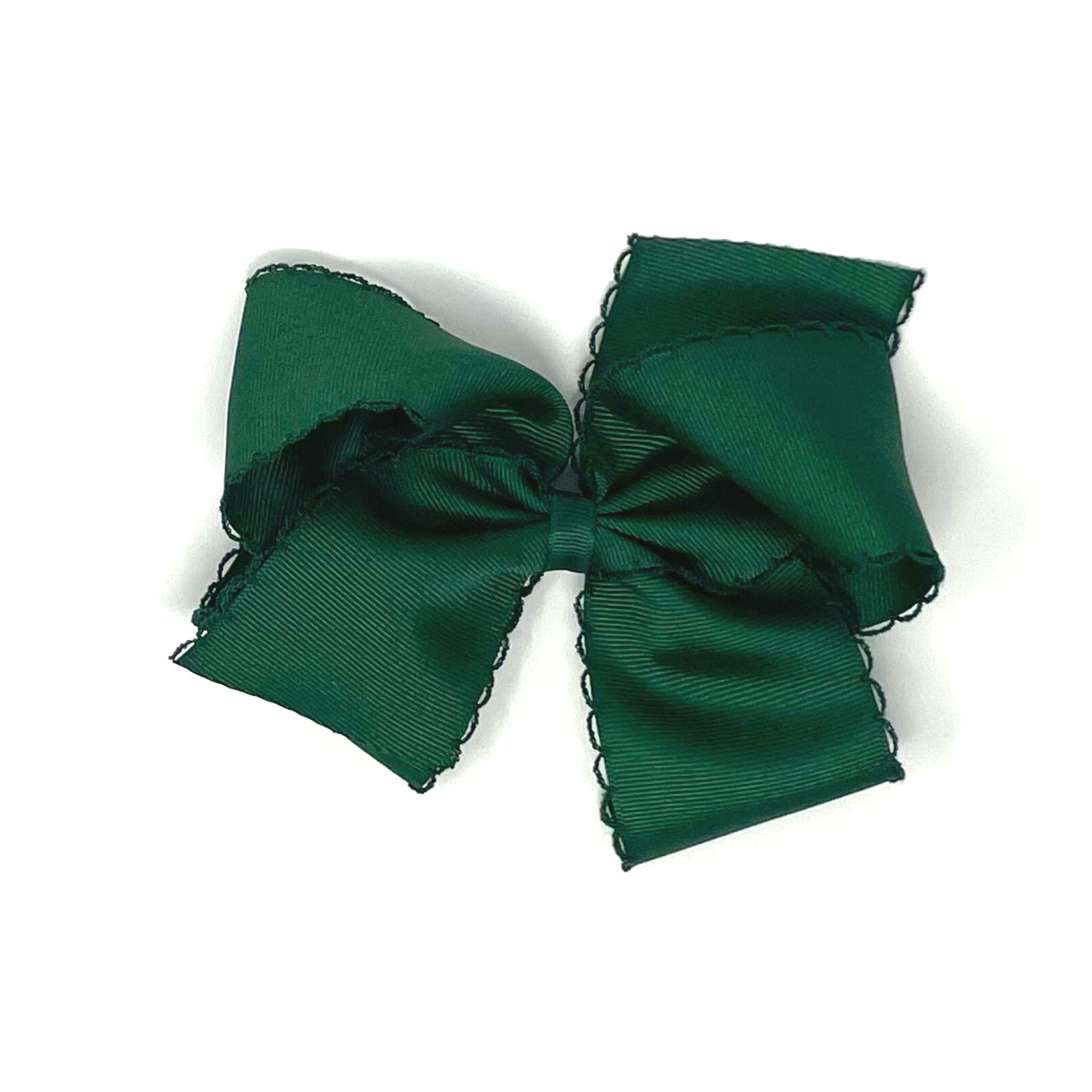 King Monotone Moonstitch Grosgrain Bow - Forest Green Kids Hair Accessories Wee Ones   