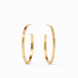 Crescent Stone Hoop Gold Cubic Zirconia - Large Earrings Julie Vos