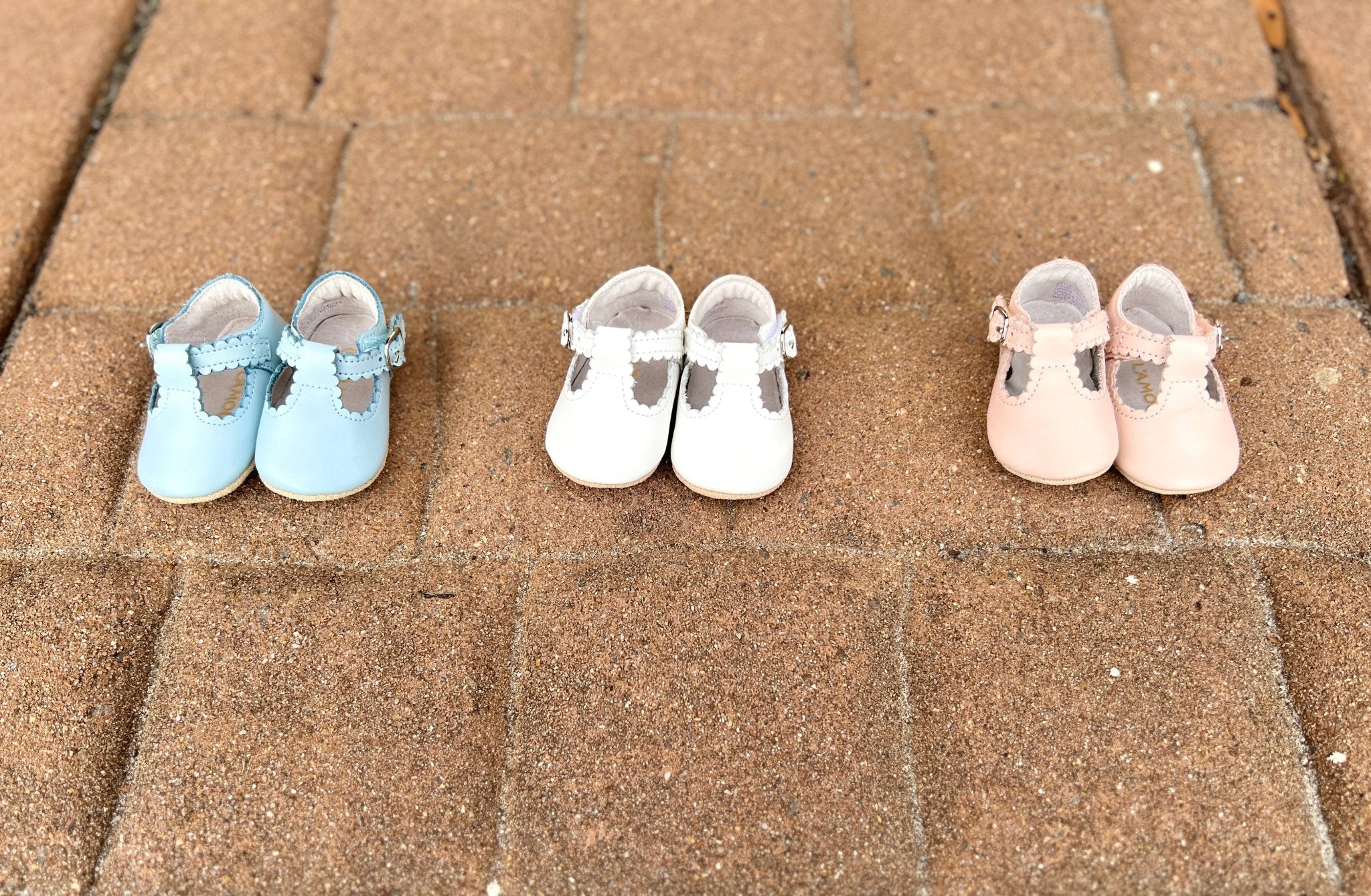 Elodie Scalloped T-Bar Crib Mary Jane - White Girls Shoes L'Amour