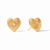 Esme Heart Stud Gold Cubic Zirconia Earrings Julie Vos