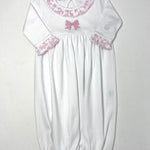 Gingham Bow Embroidered Ruffle Gathered Gown Baby Sleepwear Magnolia Baby