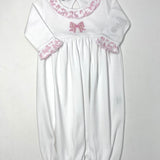 Gingham Bow Embroidered Ruffle Gathered Gown Baby Sleepwear Magnolia Baby