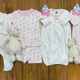 Gingham Bow Embroidered Ruffle Gathered Gown Baby Sleepwear Magnolia Baby