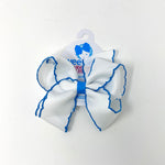Medium Moonstitch Basic Bow Kids Hair Accessories Wee Ones White with Island Blue  