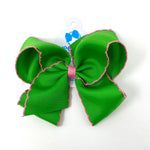 King Moonstitch Basic Bow Kids Hair Accessories Wee Ones Green with Hot Pink  