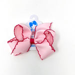 Medium Moonstitch Basic Bow Kids Hair Accessories Wee Ones Pearl Pink with Shocking Pink  