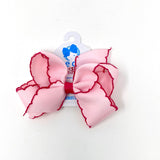 Medium Moonstitch Basic Bow Kids Hair Accessories Wee Ones Pearl Pink with Shocking Pink  