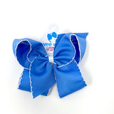 King Moonstitch Basic Bow Kids Hair Accessories Wee Ones Capri Blue with White  