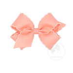 King Grosgrain Bow with White Moonstitch Edge -Light Coral with White Kids Hair Accessories Wee Ones