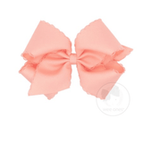 King Monotone Moonstitch Grosgrain Bow - Light Coral Kids Hair Accessories Wee Ones