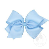 King Monotone Moonstitch Grosgrain Bow - Millenium Blue Kids Hair Accessories Wee Ones