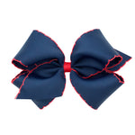 King Moonstitch Bow - Navy with Red Kids Hair Accessories Wee Ones