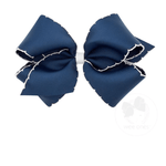 King Moonstitch Bow - Navy with White Kids Hair Accessories Wee Ones