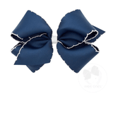 King Moonstitch Bow - Navy with White Kids Hair Accessories Wee Ones