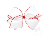 King Moonstitch Bow - White with Red Kids Hair Accessories Wee Ones