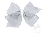 King Party Glitter Bow Grosgrain - Silver Kids Hair Accessories Wee Ones