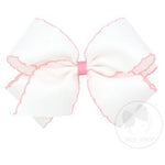 King Moonstitch Basic Bow Kids Hair Accessories Wee Ones White with Light Pink  