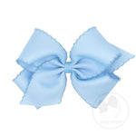 King Monotone Moonstitch Grosgrain Bow - Millenium Blue Kids Hair Accessories Wee Ones   