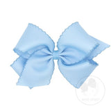 King Monotone Moonstitch Grosgrain Bow - Millenium Blue Kids Hair Accessories Wee Ones   