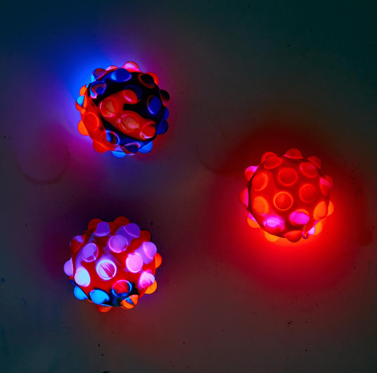 LED Light Up Popper Bouncing Ball Toys Cupcakes & Cartwheels
