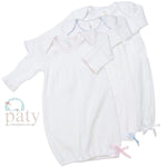 Long Sleeve Lap Shoulder Gown Baby Sleepwear Paty White