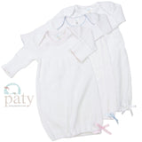 Long Sleeve Lap Shoulder Gown Baby Sleepwear Paty White