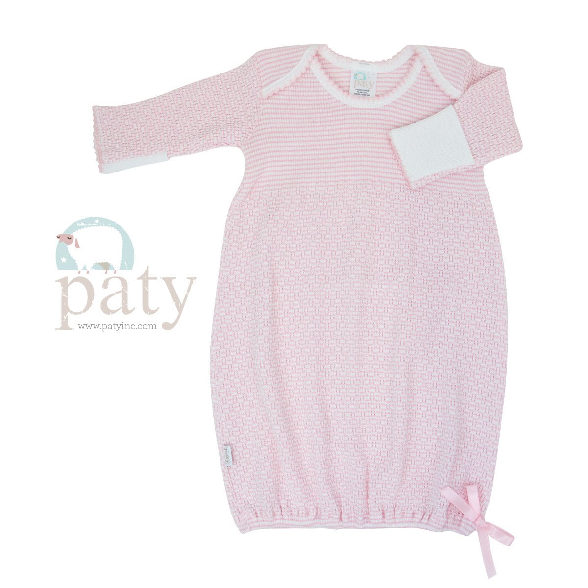 Long Sleeve Lap Shoulder Gown Baby Sleepwear Paty All Over Pink