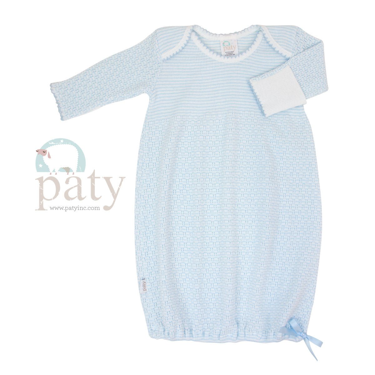 Long Sleeve Lap Shoulder Gown Baby Sleepwear Paty All Over Blue