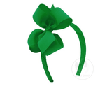 Medium Classic Grosgrain Bow on Headband - Green Kids Hair Accessories Wee Ones