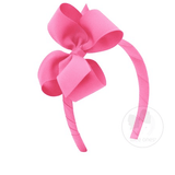 Medium Classic Grosgrain Bow on Headband - Hot Pink Kids Hair Accessories Wee Ones