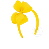 Medium Classic Grosgrain Bow on Headband - Yellow Kids Hair Accessories Wee Ones