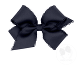 Medium Monotone Moonstitch Bow - Navy Kids Hair Accessories Wee Ones