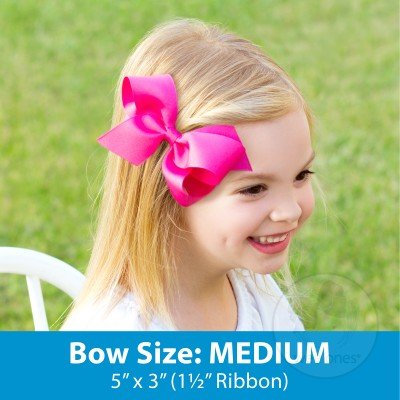 Medium Monotone Moonstitch Grosgrain Bow - Green Kids Hair Accessories Wee Ones