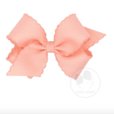 Medium Monotone Moonstitch Grosgrain Bow - Light Coral Kids Hair Accessories Wee Ones