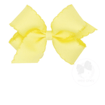 Medium Monotone Moonstitch Grosgrain Bow - Light Yellow Kids Hair Accessories Wee Ones