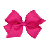 Medium Monotone Moonstitch Grosgrain Bow - Shocking Pink Kids Hair Accessories Wee Ones
