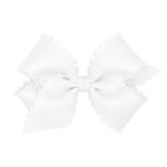 Medium Monotone Moonstitch Grosgrain Bow - White Kids Hair Accessories Wee Ones