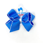 Medium Moonstitch Basic Bow Kids Hair Accessories Wee Ones Capri Blue with White